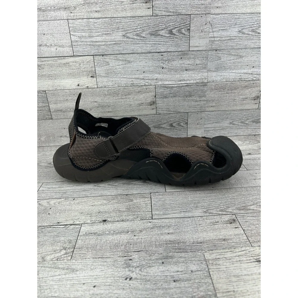 Crocs Men's Sport Sandals Water Shoes Size 12 Brown Mesh Hook‎ and Loop